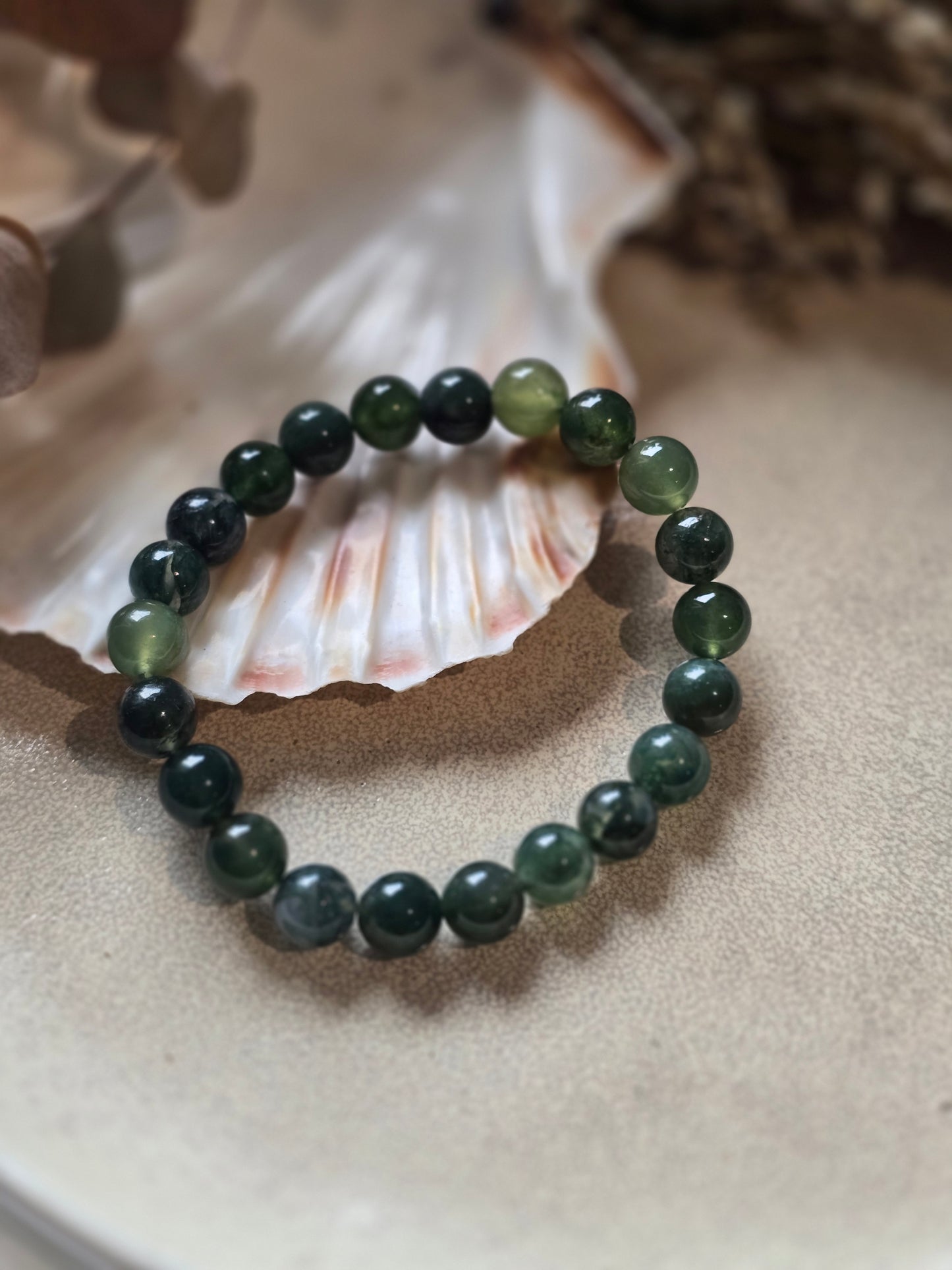 Agate Mousse vert foncé - Bracelet