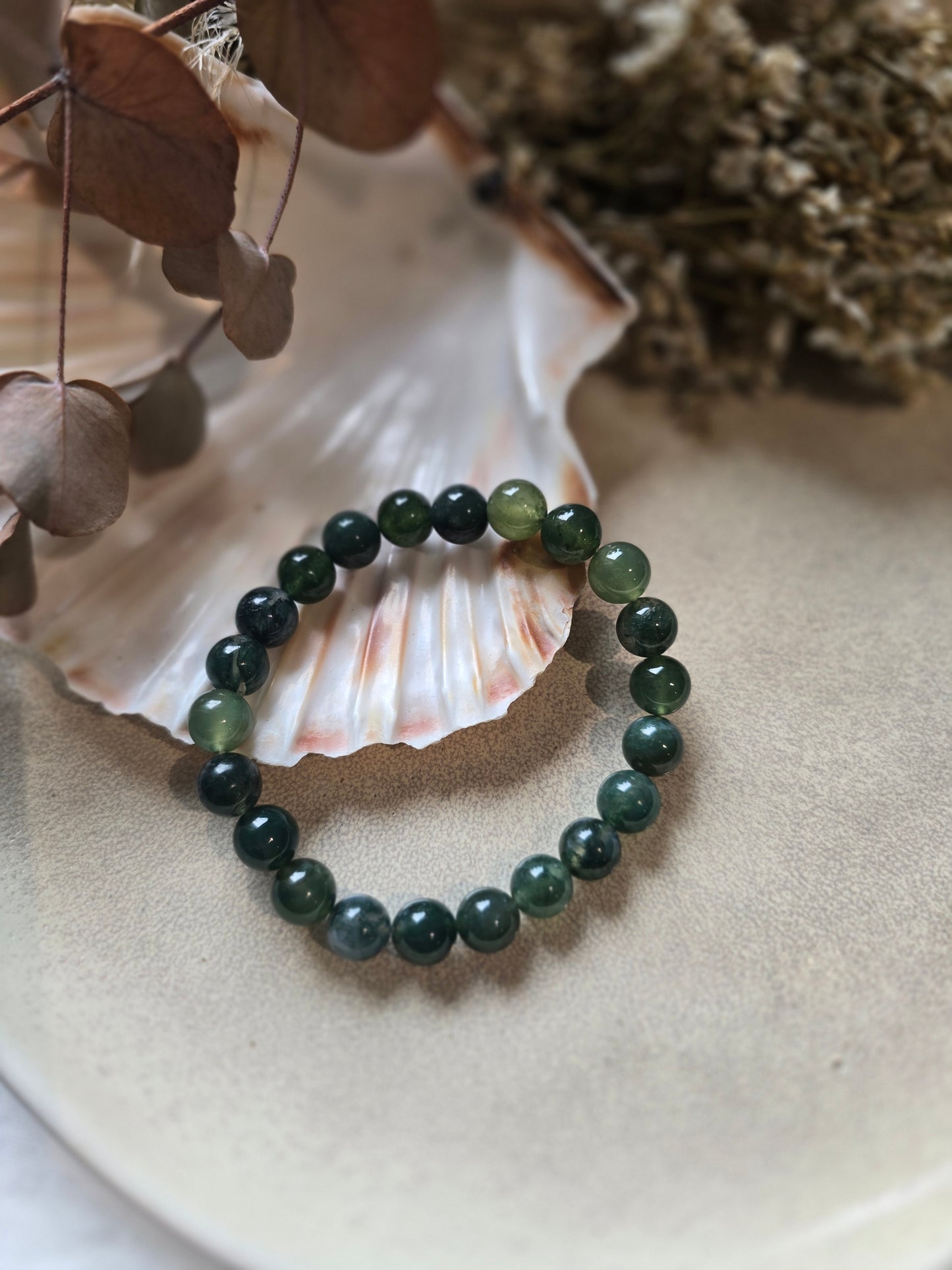 Agate Mousse vert foncé - Bracelet