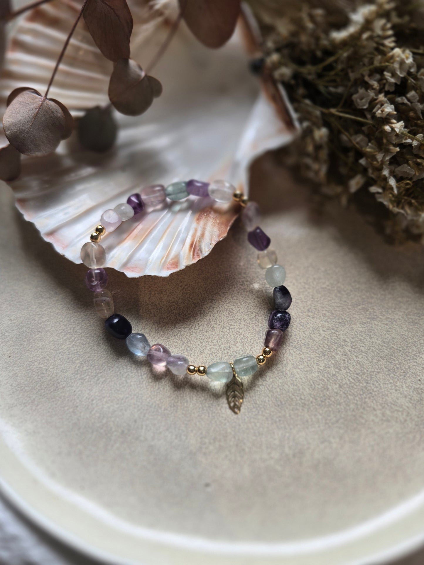 Fluorite - breloques Dorées