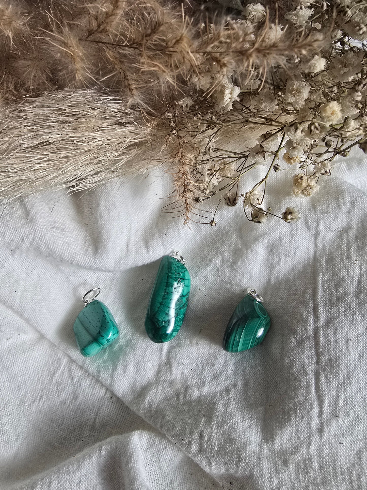 Malachite - Pendentif argenté