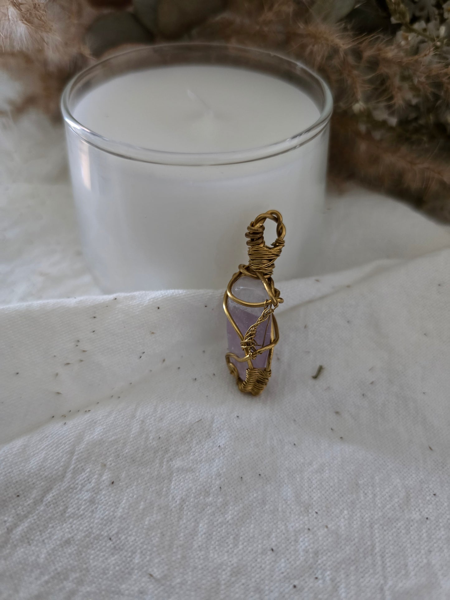 Pendentif "Amethysta" Amethyste & fil de cuivre