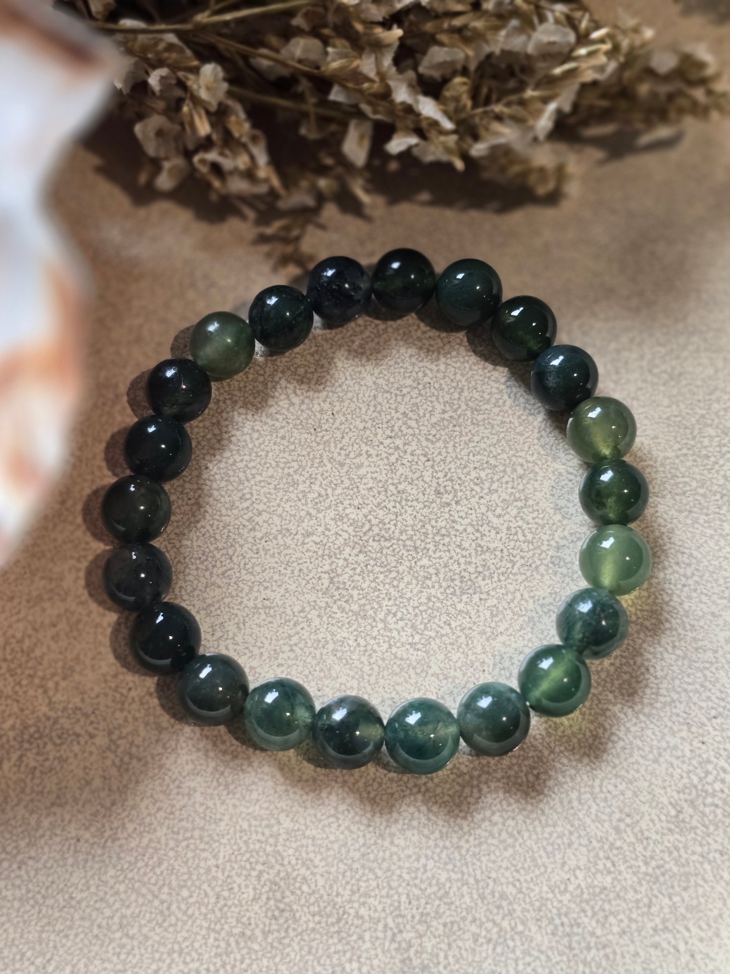 Agate Mousse vert foncé - Bracelet