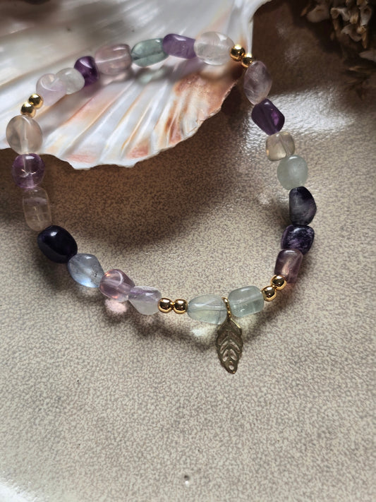 Fluorite - breloques Dorées