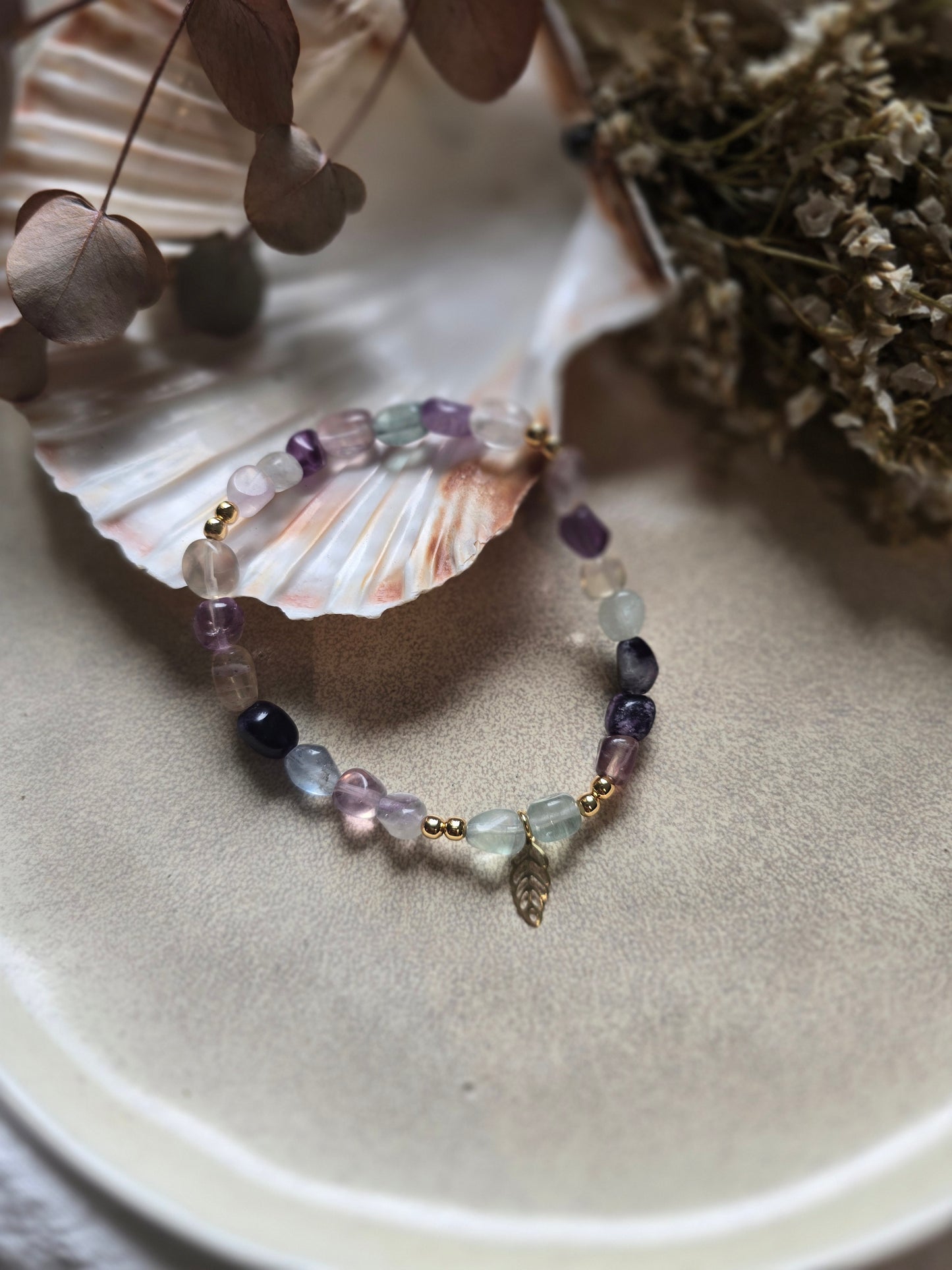 Fluorite - breloques Dorées