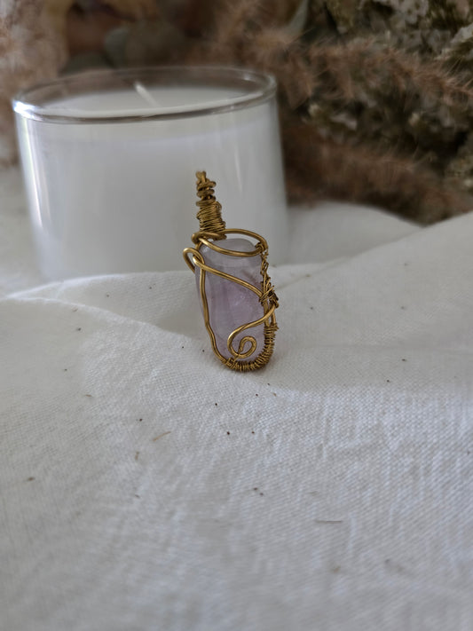 Pendentif "Amethysta" Amethyste & fil de cuivre